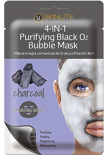 Reinigende, aufhellende, exfolierende und feuchtigkeitsspendende Blasenmaske für das Gesicht mit Aktivkohle - Skinlite Purifying Black Bubble Mask — Bild N1