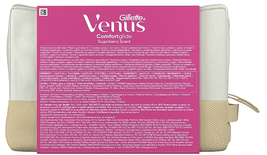 Set - Gillette Venus Comfortglide Sugarberry Scent (Rasierer/1 St. + Klingen/2 St. + Kosmetiktasche) — Bild N3