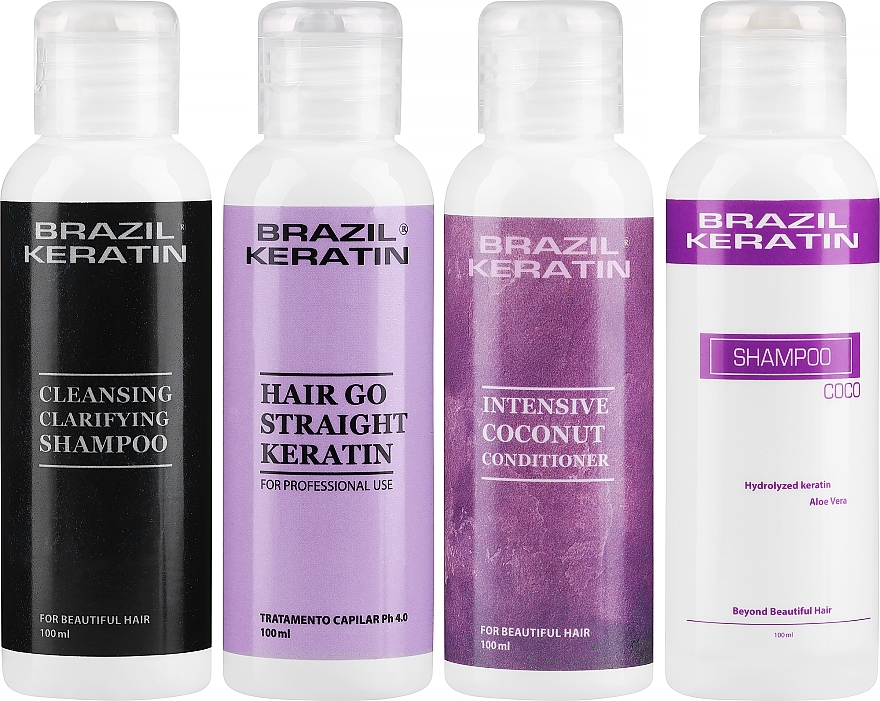 Brazil Keratin Hair Go Straight (Haarshampoo 2x100ml + Conditioner 100ml + Haarkeratin 100ml) - Set — Bild N1