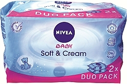 Düfte, Parfümerie und Kosmetik Sanfte und beruhigende Baby-Feuchttücher 2x63 St. - Nivea Baby Soft & Cream