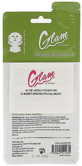 Tuchmaske für das Gesicht mit Aloe Vera - Glam Of Sweden Aloe Vera Hydrating & Moisturizing Face Mask — Bild N2