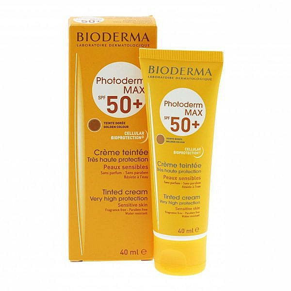 Getönte Sonnenschutzcreme für empfindliche Haut SPF 50+ - Bioderma Photoderm Max SPF 50+ Tinted Cream Golden Color — Bild N1