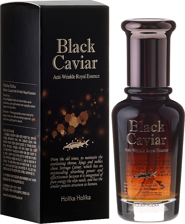Anti-Aging Essenz für das Gesicht mit schwarzem Kaviar-Extrakt - Holika Holika Black Caviar Anti-Wrinkle Royal Essence