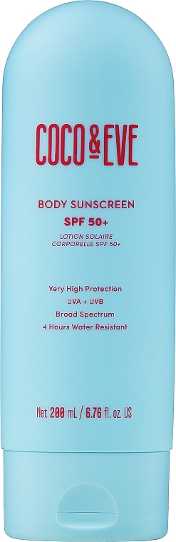 Sonnenschutzcreme für den Körper - Coco & Eve Body Sunscreen SPF 50+ Very High Protection UVA + UVB 4 Hours Water Resistant — Bild N2