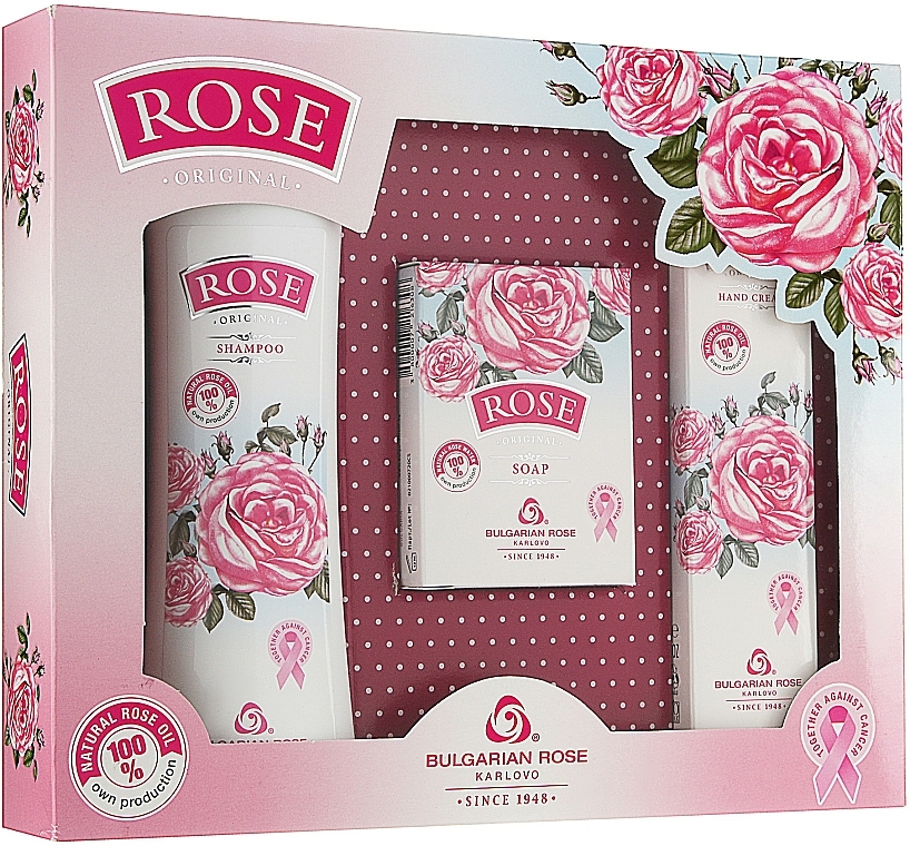 Körperpflege-Geschenkset Rose - Bulgarian Rose "Rose" (Handcreme 50ml + Shampoo 200ml + Seife 100g) — Bild N1