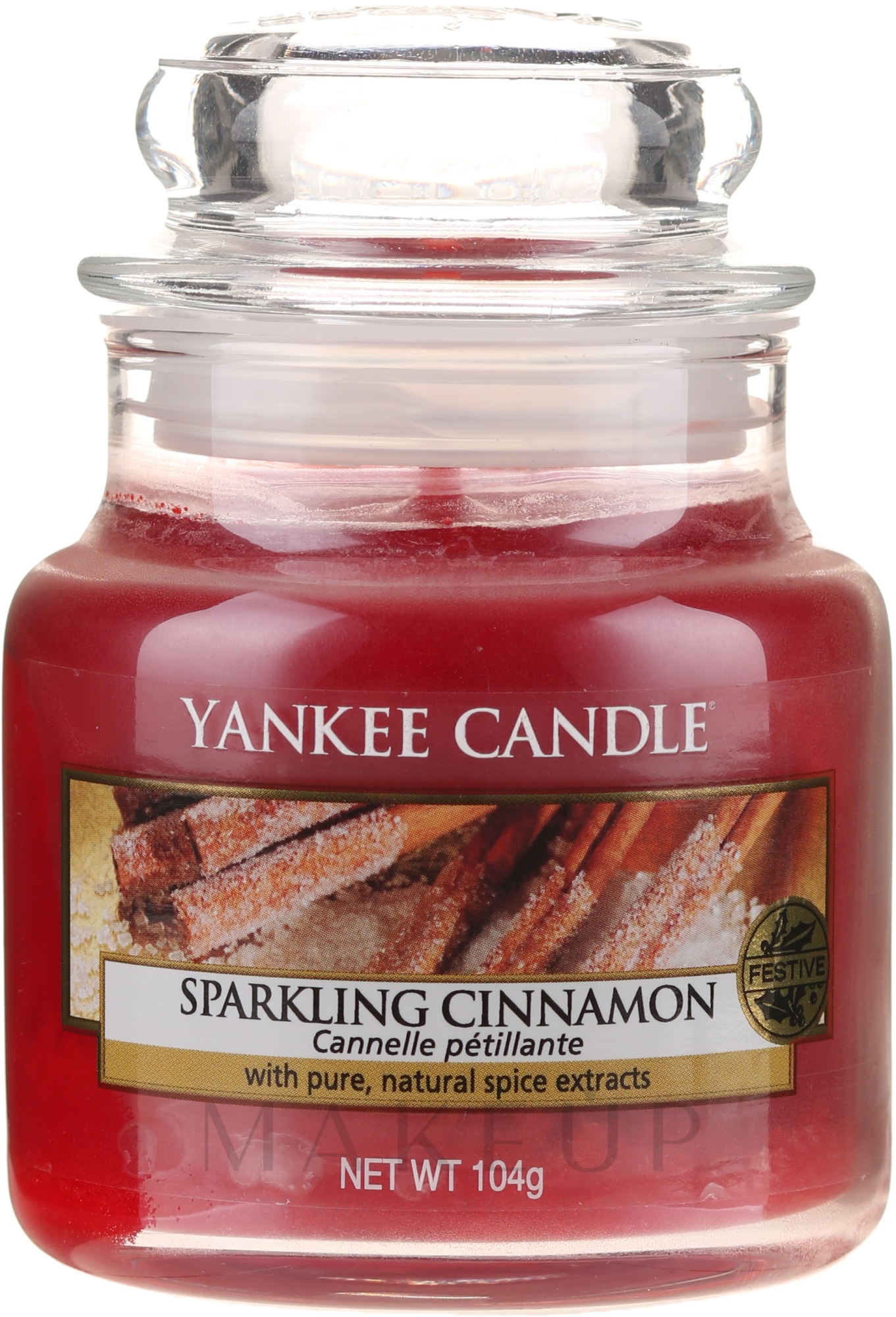 Yankee Candle Sparkling Cinnamon - Duftkerze im Glas mit natürlichen Gewürzextrakten "Sparkling Cinnamon"  — Bild 104 g