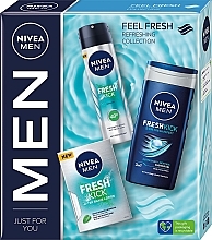 Set - Nivea Men Fresh Kick Body And Skin Care Gift Set (sh/gel/250ml + deo/150ml + after/sh/lot/100ml) — Bild N1