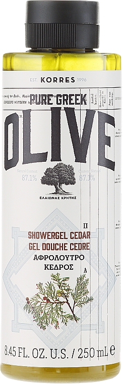 Duschgel "Zeder" mit straffendem Olevenblattextrakt - Korres Pure Greek Olive Cedar Shower Gel