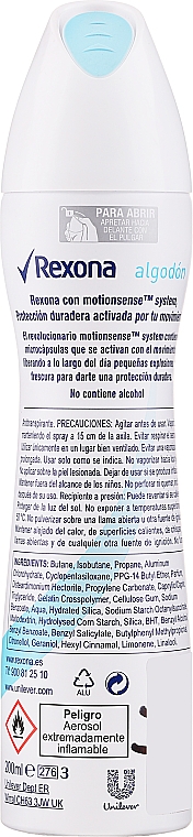 Deospray Antitranspirant - Rexona MotionSense Cotton Dry Anti-Perspirant — Bild N4