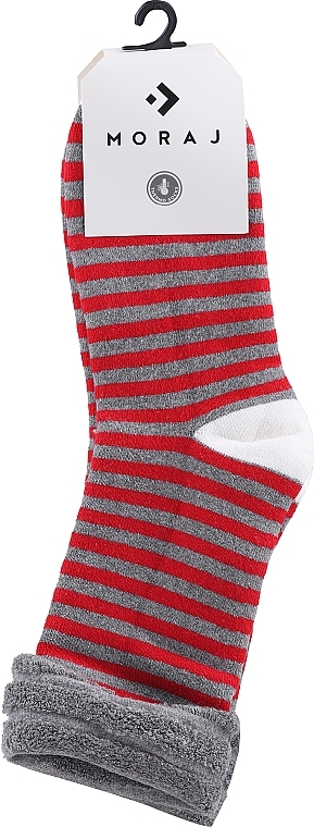 Lange Damensocken mit Weihnachtsmotiv grau mit roten Streifen - Moraj — Bild N1