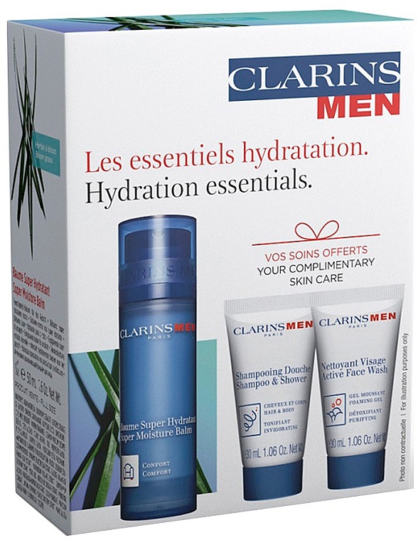 Set - Clarins Men Hydration Essentials (f/balm/50ml + wash/gel/30ml + shm/sh/gel/30ml) — Bild N1