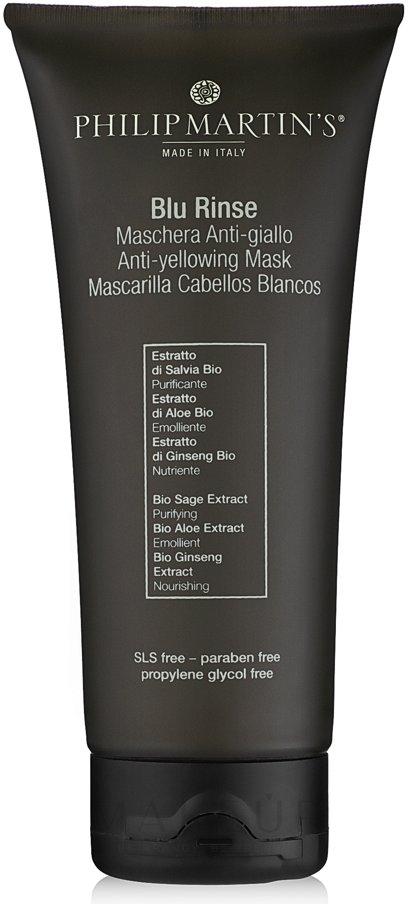 Haarmaske gegen Gelbstich - Philip Martin's Blu Rinse Anti-Yellowing Mask — Bild 200 ml