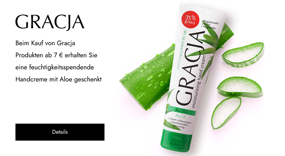 Beim Kauf von Gracja Produkten ab 7 € erhalten Sie eine feuchtigkeitsspendende Handcreme mit Aloe geschenkt