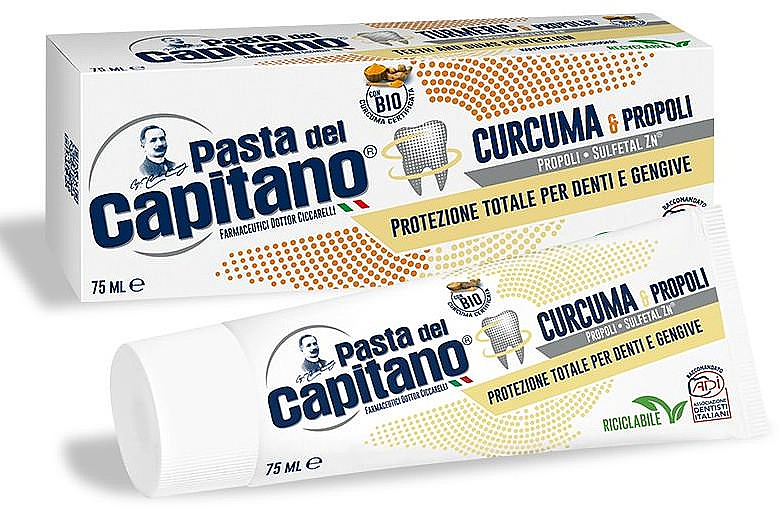 Zahnpasta Kurkuma und Propolis - Pasta Del Capitano, Turmeric & Propolis Ecological Packaging — Bild N1