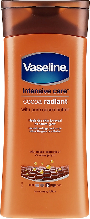 Feuchtigkeitsspendende Körperlotion mit reinem Kakaobutter - Vaseline Intensive Care Cocoa Radiant Lotion — Bild N1