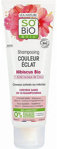 Haarshampoo - So'Bio Colour Shine Organic Hibiscus Shampoo — Bild N1
