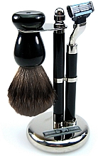Düfte, Parfümerie und Kosmetik Rasierset - Golddachs Pure Badger, Mach3 Black Chrom (Rasierbürste + Rasierer + Rasierständer)