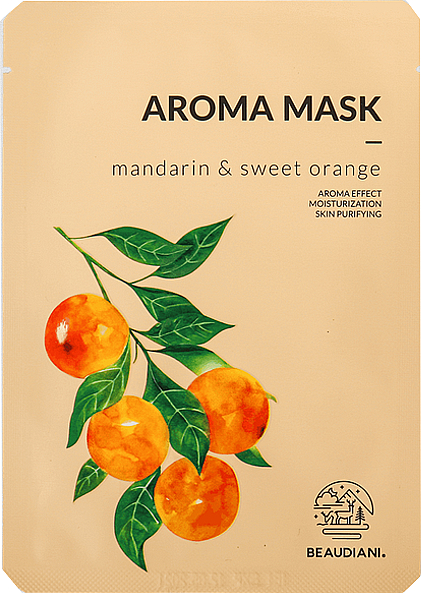 Tuchmaske für das Gesicht mit Mandarinen- und Orangenöl für weichere Haut - Beaudiani Aroma Mask Mandarin & Sweet Orange — Bild N1