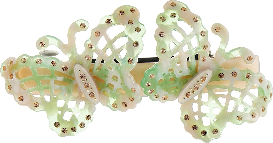 Automatische Haarspange Zwei Schmetterlinge 0706 hellgrün - Elita — Bild N2