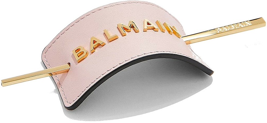 Haarspange mit goldenem Logo - Balmain Paris Hair Couture Pastel Pink Hair Barrette — Bild N1