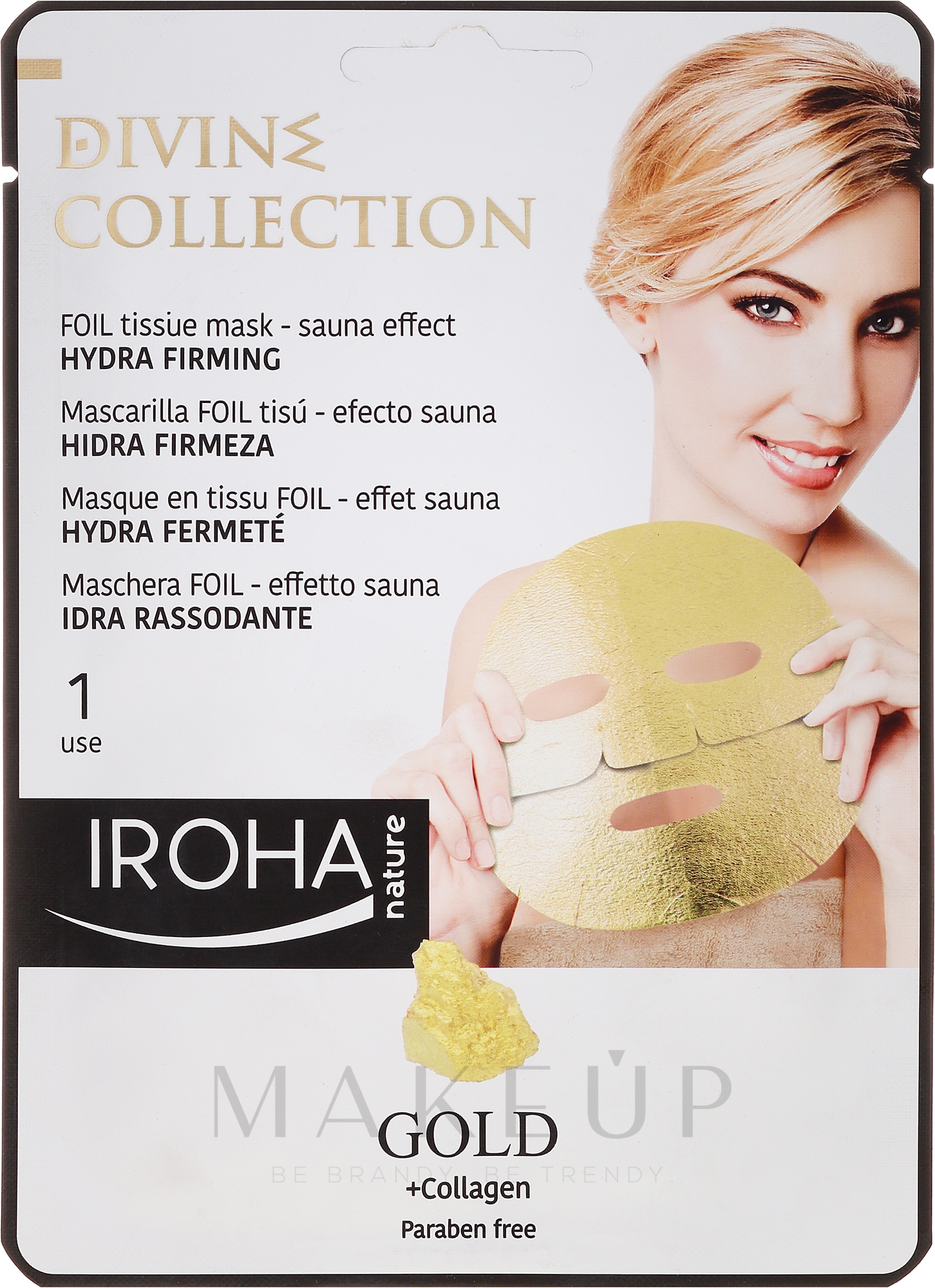 Feuchtigkeitsspendende und glättetende Serum-Maske - Iroha Divine Collection Gold & Collagen — Bild 25 ml