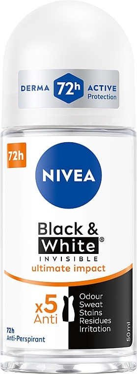 5in1 Deo Roll-on Antitranspirant - Nivea Black & White Invisible Ultimate Impact 5in1 Antiperspirant — Bild N1