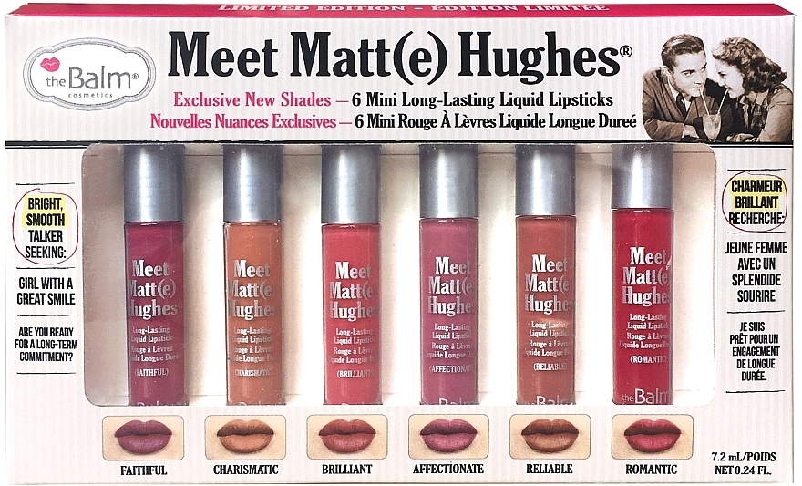 Flüssiges mattes Lippenstift-Set 6 St. - theBalm Meet Matte Hughes Set Mini Kit Vol. 2 — Bild N1