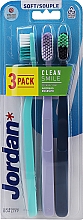 Zahnbürste weich türkis, lila, dunkelblau 3 St. - Jordan Clean Smile Soft — Bild N1