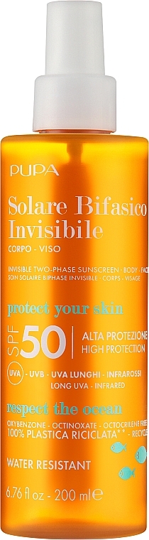 Zweiphasiges Sonnenschutzspray für Gesicht und Körper SPF 50 - Pupa Two-Phase Sunscreen SPF 50 Body&Face — Bild N1