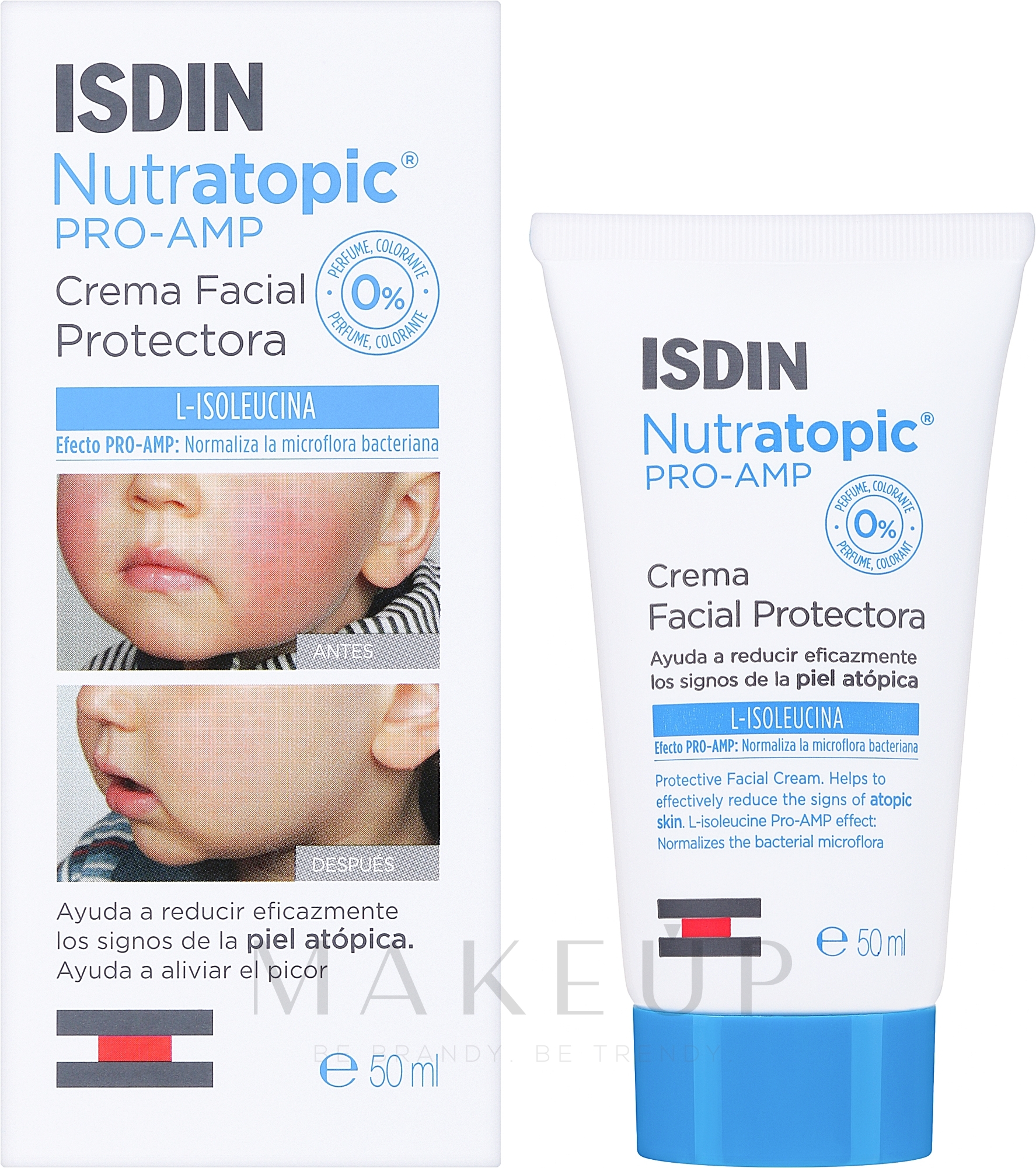 Creme für Haut mit atopischer Dermatitis - Isdin Nutratopic Facial Cream Pro-Amp — Bild 50 ml