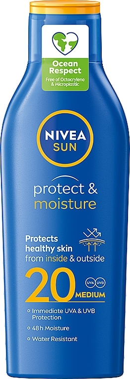 Feuchtigkeitsspendende Sonnenschutzlotion für den Körper SPF 20 - Nivea Sun Protect & Moisture Sun Lotion SPF20 48H Moisture — Bild N1