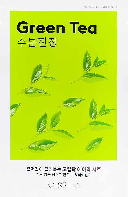Erfrischende Tuchmaske für das Gesicht mit grünem Tee - Missha Airy Fit Green Tea Sheet Mask — Bild N1
