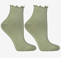 Damensocken mit Rüschen, oliv - Moraj — Bild N1