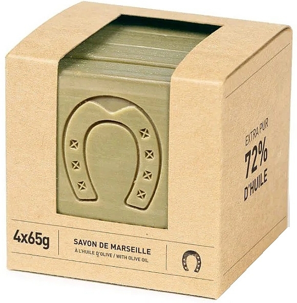 Fer A Cheval Pure Olive Sliced Cube Marseille (Seife 4x65g)  - Olivenseife — Bild N1