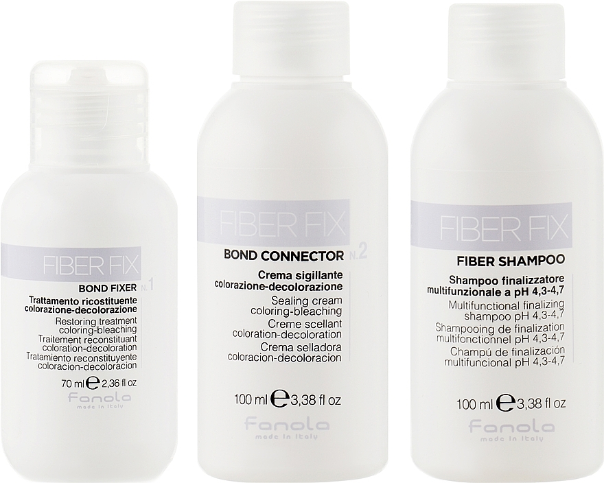 Haarpflegeset - Fanola Fiberfix Kit (Shampoo 100ml + Haarcreme 100ml + Haarcreme 70ml) — Bild N2