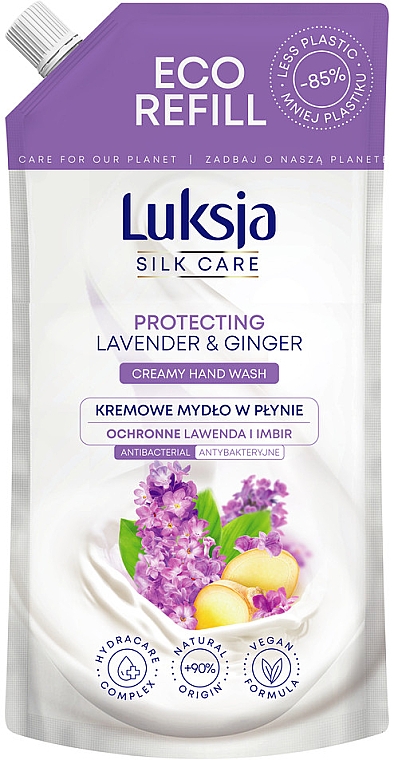 Flüssige Cremeseife mit Lavendel und Ingwer - Luksja Silk Care Protective Lavender & Ginger Hand Wash (Doypack)  — Bild N1