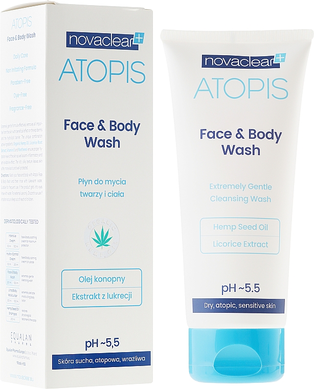 Gesichts- und Körperwaschgel mit Hanfsamenöl und Lakritzextrakt - Novaclear Atopis Face&Body Wash — Bild N2