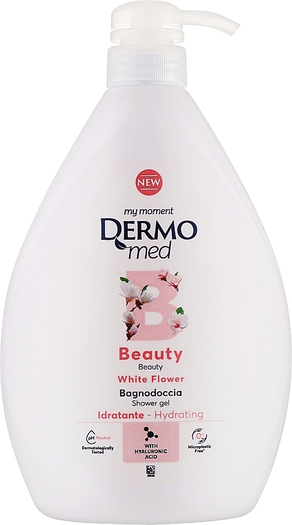 Duschgel mit Spender  Weiße Blume  - DermoMed Beauty White Flower Shower Gel  — Bild N1