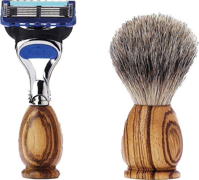 Rasierpflegeset - Acca Kappa Shaving Set In Zebra Wood Travel Size (Rasierer 1 St. + Rasierpinsel 1 St.) — Bild N1