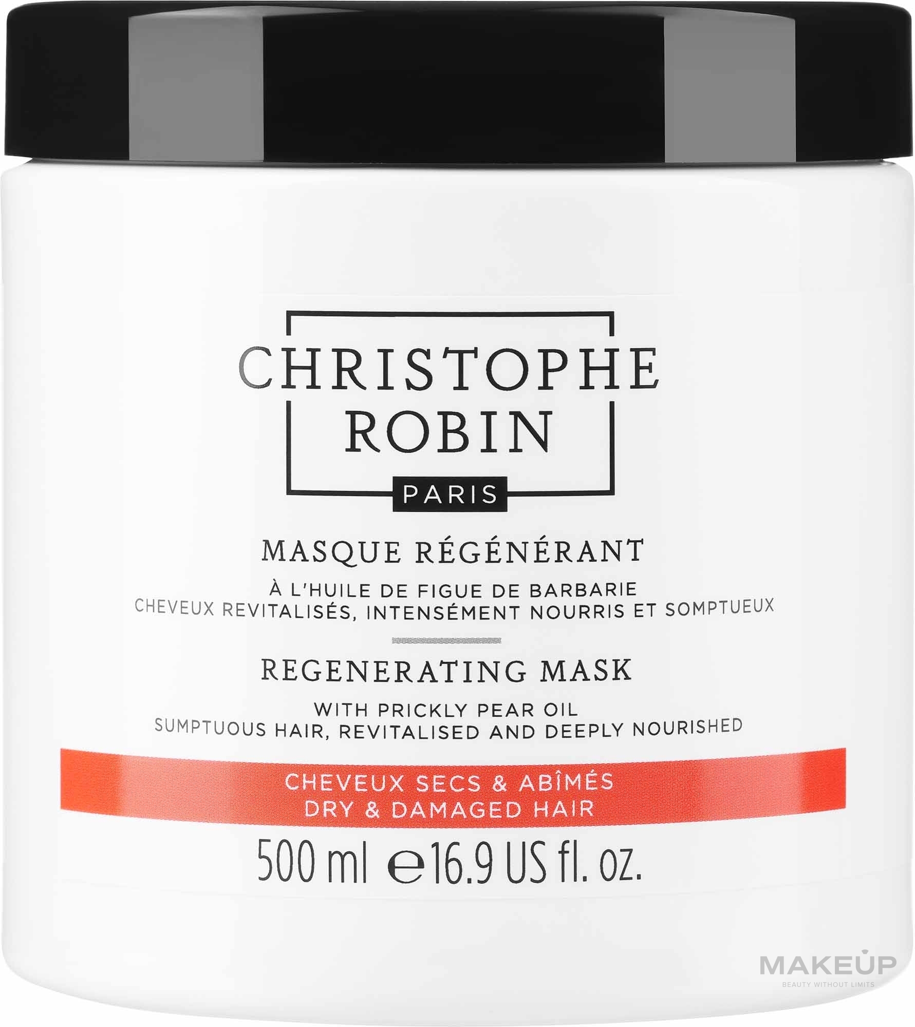 Revitalisierende Haarmaske mit Birnenkernöl - Christophe Robin Regenerating Mask With Rare Prickly Pear Seed Oil — Bild 500 ml