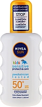 Wasserdichtes Sonnenschutzspray für Kinder SPF 50+ - Nivea Sun Kids Sensitive Protect & Care Sun Spray SPF 50+ — Bild N1
