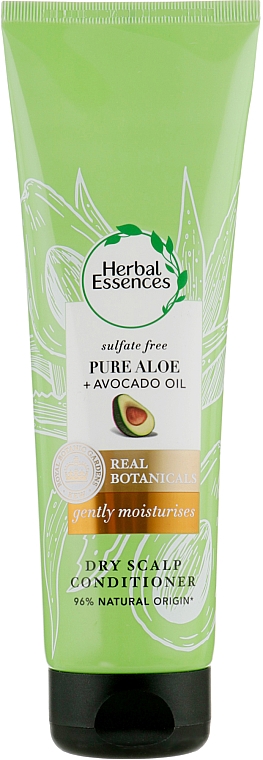 Sulfatfreie Haarspülung mit Aloe Vera und Avocadoöl für trockene Kopfhaut - Herbal Essences Pure Aloe + Avocado Oil Dry Scalp Conditioner — Bild N1