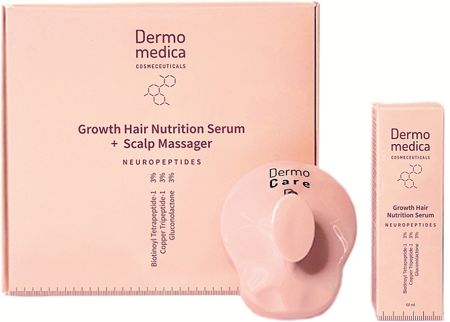 Haarpflegeset - Dermomedica Neuropeptide Growth Hair Nutrition (Haarserum 60ml + Massager für die Kopfhaut) — Bild N1
