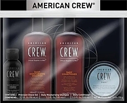 Düfte, Parfümerie und Kosmetik Set - American Crew Grooming Travel Kit (shm/100ml + cond/100ml + shave/gel/50ml + fiber/50g)