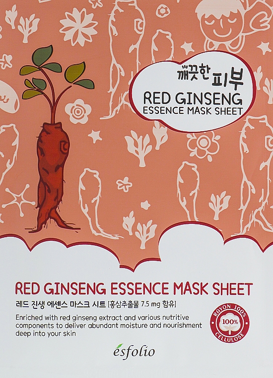 Feuchtigkeitsspendende und nährende Tuchmaske mit rotem Ginseng-Extrakt - Esfolio Pure Skin Red Ginseng Essence Mask Sheet