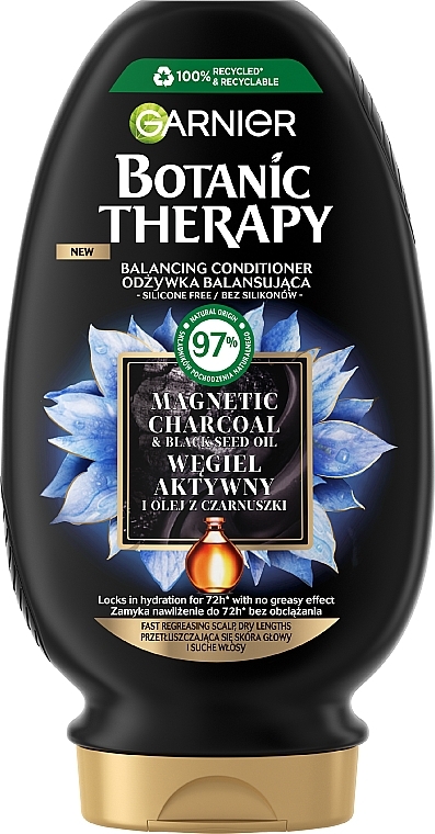 Haarspülung mit Aktivkohle und Schwarzkümmelöl - Garnier Botanic Therapy Balancing Conditioner — Bild N1