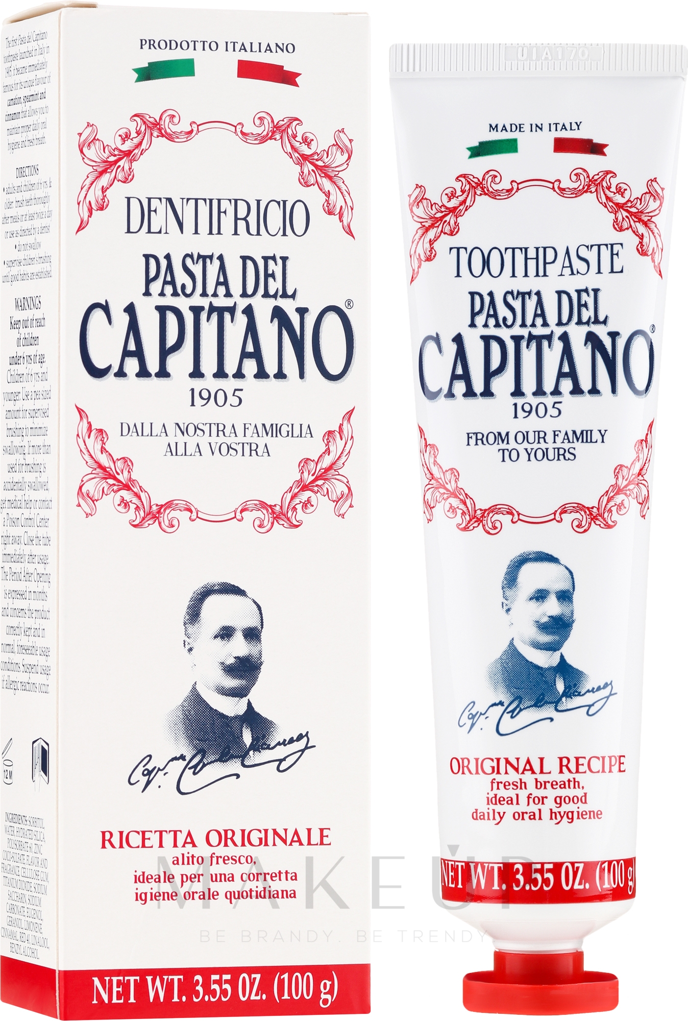 Zahnpasta mit Nelkenblättern, Pfefferminze und Zimt - Pasta Del Capitano Original Recipe Toothpaste — Bild 75 ml