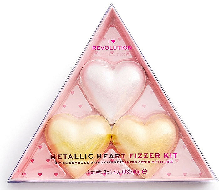 Körperpflegeset - I Heart Revolution Metallic Heart Fizzer Kit (Badebomben 40gx3) — Bild N1