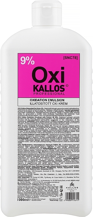 Oxidationsmittel 9% - Kallos Cosmetics oxidation emulsion with parfum  — Foto N2