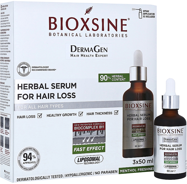 Festigendes Serum gegen Haarausfall mit pflanzlichen Extrakten - Biota Bioxsine DermaGen Forte Herbal Serum For Hair Loss — Bild N1